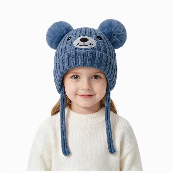 0-5 Years Toddler Kids Winter Hat with Cute Animal Ears and Tassels, Warm Knit Earflap Beanie for Boys Girls, Soft Outdoor Cap