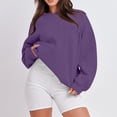 thumbnail image 5 of ADSSDQ Oversized Sweatshirt for Women Crew Neck Fall Sweatshirt Casual Long Sleeve Pullover Tops Trendy Clothes Purple XL, 5 of 5