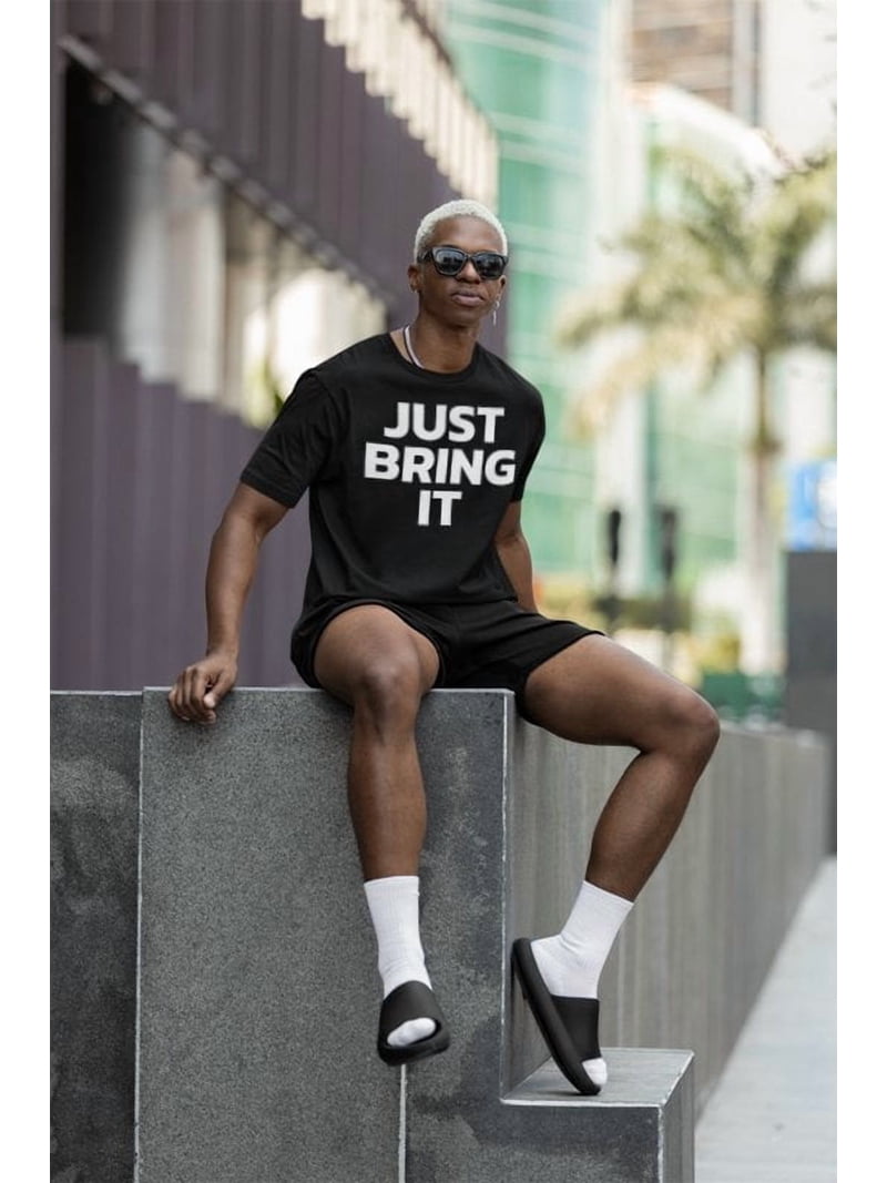 The Rock Just Bring It White Logo Brahma Bull Mens T-shirt