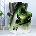 thumbnail image 4 of Abstract Soft Flannel Fleece Throw Blanket, Surreal Natural Artwork a Swan Floating in Eye and Flying Butterflies, Cozy Plush for Indoor and Outdoor Use, 50" x 60", Green Black White, by Ambesonne, 4 of 5