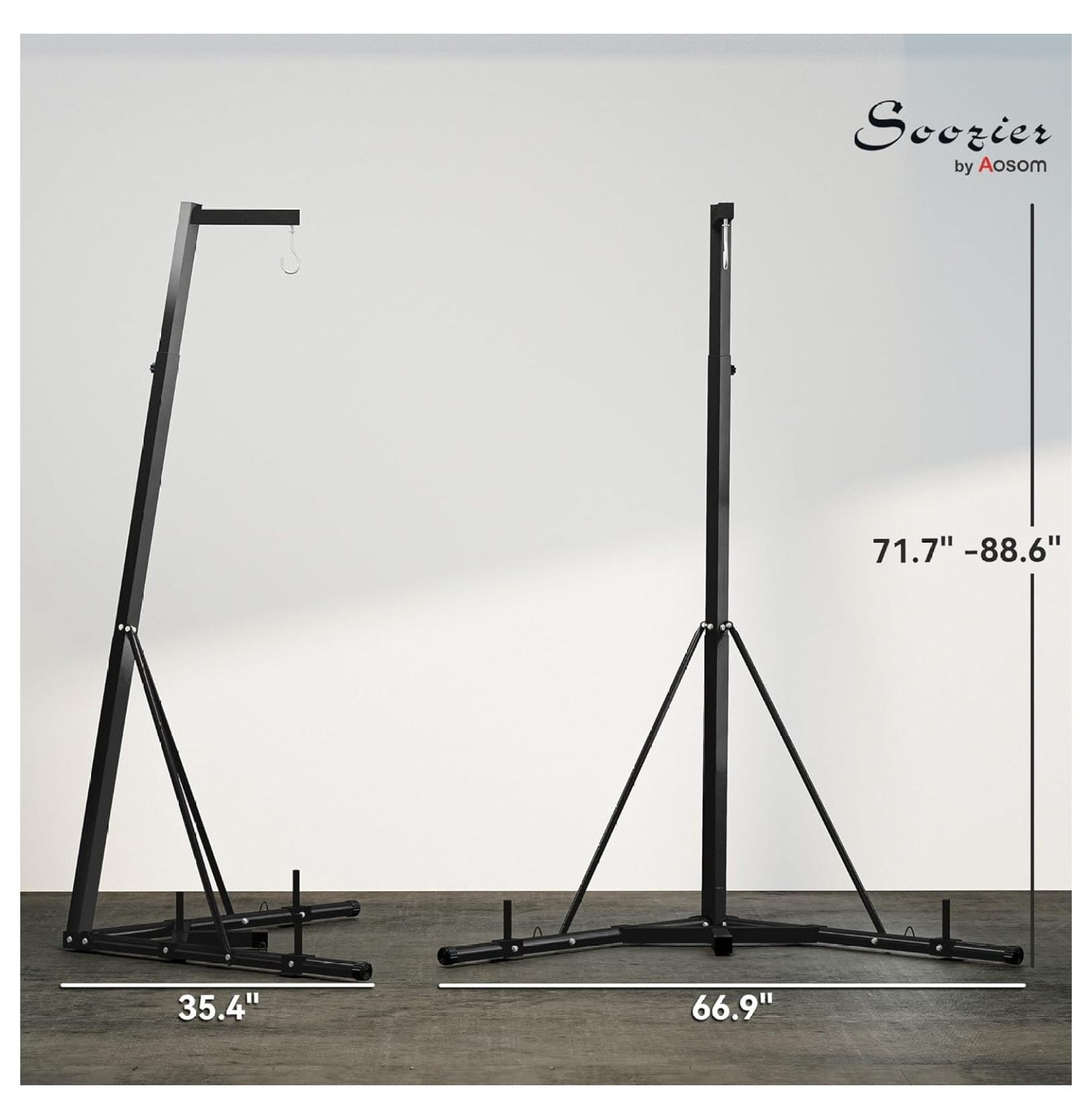 Foldable Punch Bag Stand, Height Adjustable Heavy Bag Stand with Weighted Base, Free Standing for Home Gym, Stand Only