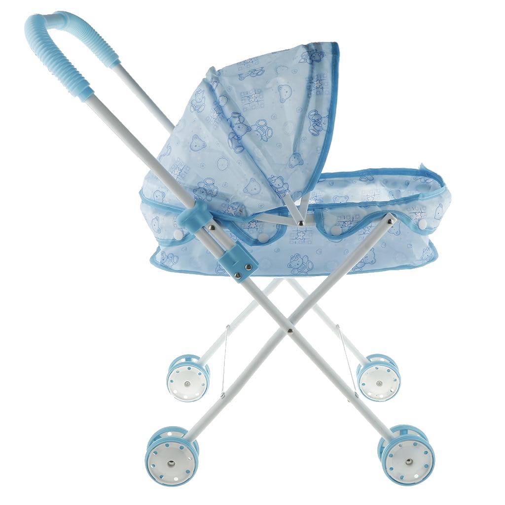 Portable Carrier Pram Blue Pretend , Gift for