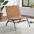 thumbnail image 2 of Comfort Pointe Cavett Woven Brown Leather Metal Frame Accent Chair, 2 of 8