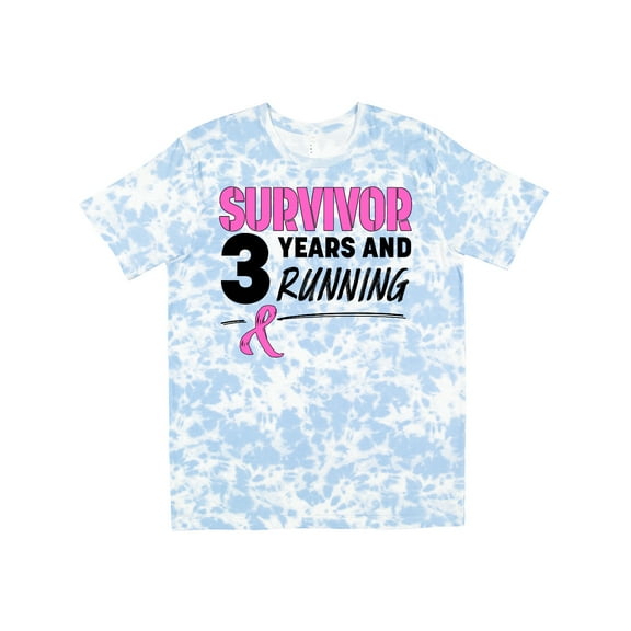 Inktastic Breast Cancer Survivor 3 Years and Running with Pink Ribbon T-Shirt