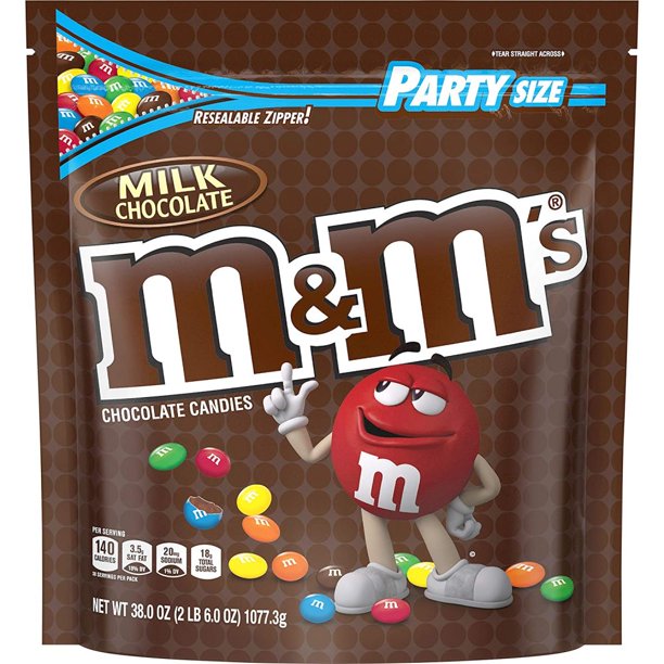 M&Ms Plain Milk Chocolate Party Size Giant (2lb bag) resealable PACK