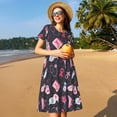 thumbnail image 4 of Picia Breast Cancer Awareness1 Pattern Women's Short Sleeve Summer Dress Pleated Loose Swing Knee Length Short Sleeve Swing Dresses, 4 of 6