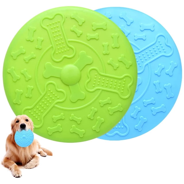 Disco volador para perros de 2 piezas, disco para perros de 18 cm, disco volador para animales, disco volador de goma para juegos, actividades deportivas y juegos al aire libre