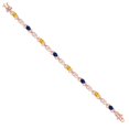 thumbnail image 3 of 18K Rose Gold Plated Silver Yellow Citrine and Blue Created Sapphire and Lab Grown Diamond Bracelet for Women | 4.21 Cttw | Gemstone November Birthstone | Oval 6X4MM | Length 7.25 inches, 3 of 6