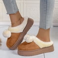 thumbnail image 4 of Cloud Slippers for Women 2025 Winter Warm Fuzzy Platform House Shoes Pompom Fleece Lined Plush Bedroom Slides Fashion Casual Cozy Indoor and Outdoor Slip on, 4 of 6