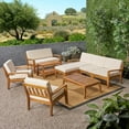 thumbnail image 2 of Wilcox Outdoor 9 Piece Acacia Wood Sectional Sofa Set with Cushions, Teak, Beige, 2 of 10