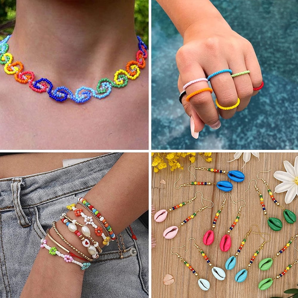 Glass Seed Beads for Bracelet Jewelry Making Kit, Beads Assortments for Adults Girls Beads for Necklace Ring Making Kits