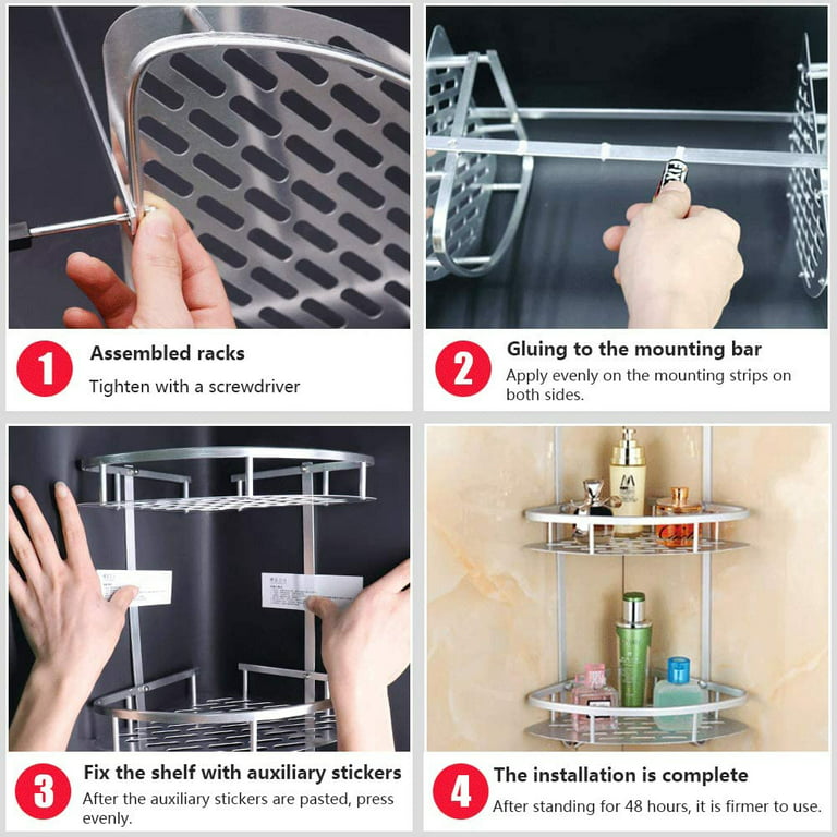 Plastic Shower Caddy Corner Shelf Bathroom Pole Rack Basket Kitchen Storage  Unit
