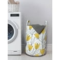 thumbnail image 3 of Floral Laundry Bag, Tulips Petals Flowers Hand Drawn Like Sketch Leaves Illustration, Basket with Handles Drawstring Closure for Laundromats, 13" x 19", Mustard and Dark Night Blue, by Ambesonne, 3 of 4
