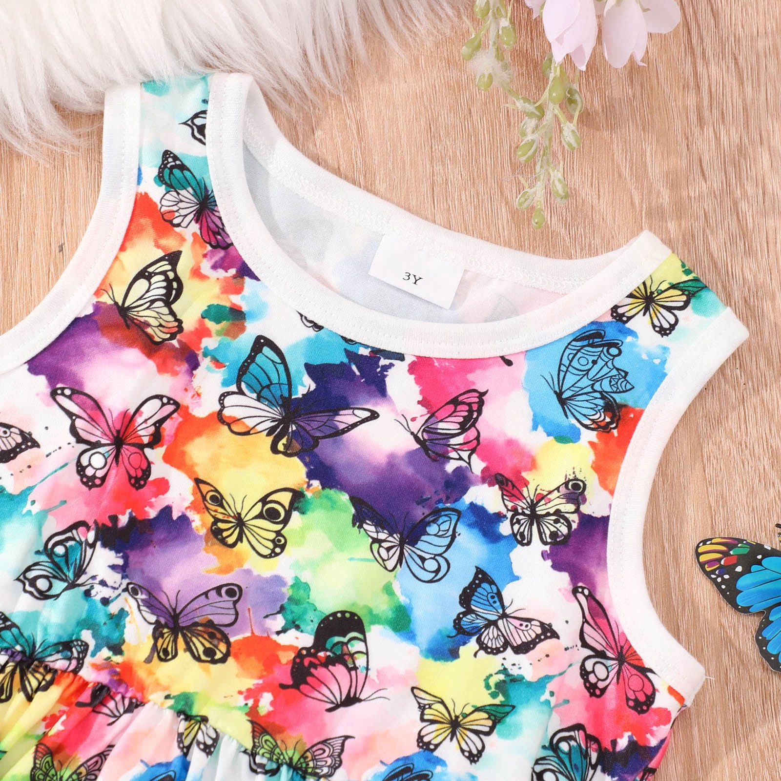 Girl Outfits Long Sleeve Butterfly Floral Print Coat And Dress 2Pcs Outfits Clothes Set Fall Winter Clothes Baby Clothing Purple 6 Years-7 Years