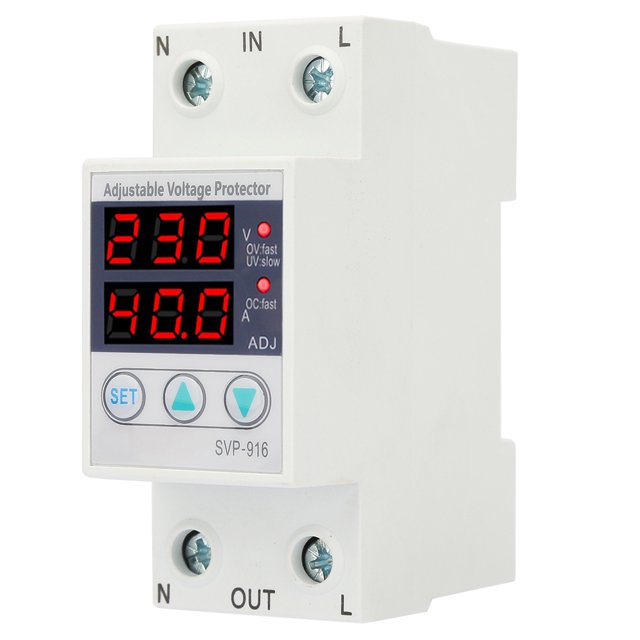 Current Protective Device, Single Phase Under-Voltage Current Protector, 230VAC 50/60Hz Self-recovery High-Rise Buildings For Automation Systems Hospitals Banks