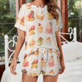 thumbnail image 2 of Cartoon Cake Print Women'S Pajamas Set Summer Sleepwear Sets 2 Piece Lounge Set, 2 of 7