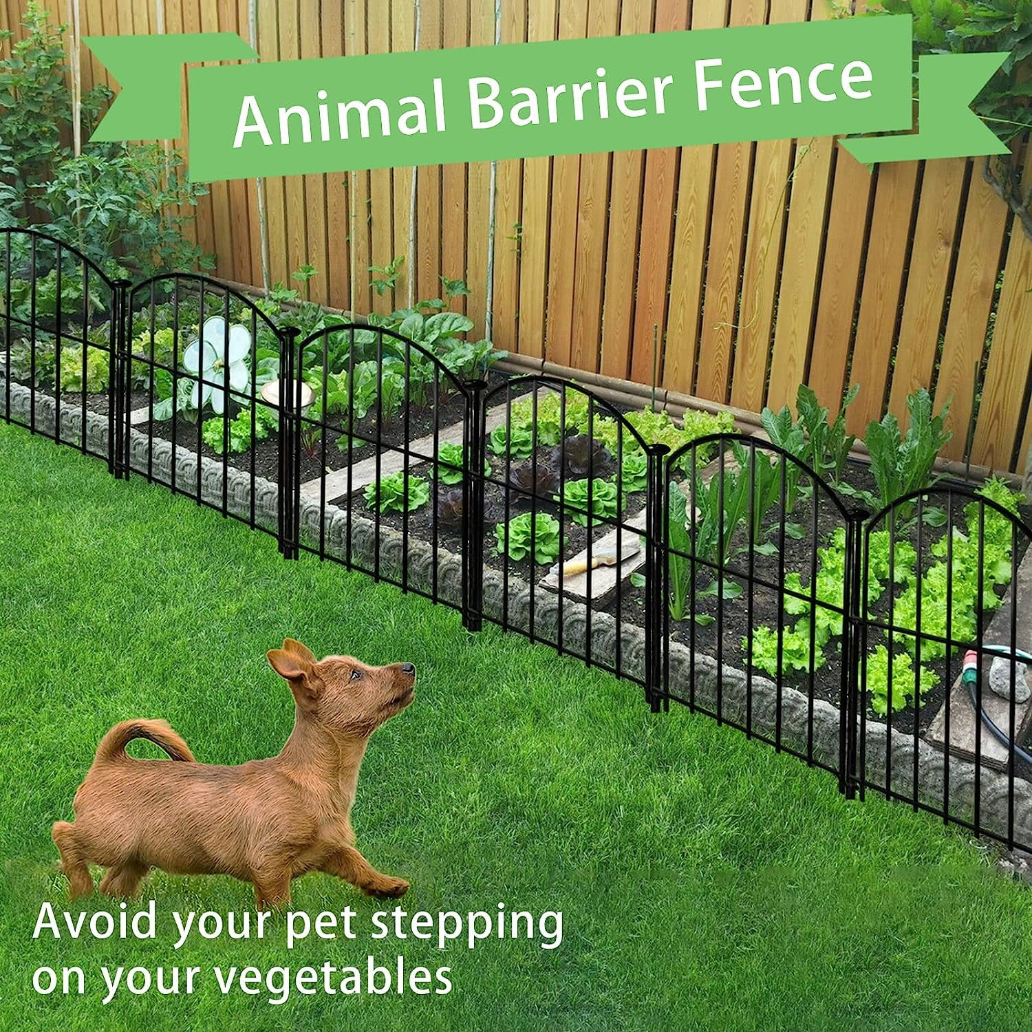 10 Pack Decorative Garden Fence Panels, Rustproof Metal Animal Barrier - Dog, Rabbit, Yard & Patio Fencing, Heavy Duty Wire Border for Flower Beds, Easy No Dig Installation