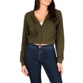 thumbnail image 5 of MixMatchy Women's Solid Casual French Terry Cropped Zip Up Hoodie, 5 of 5