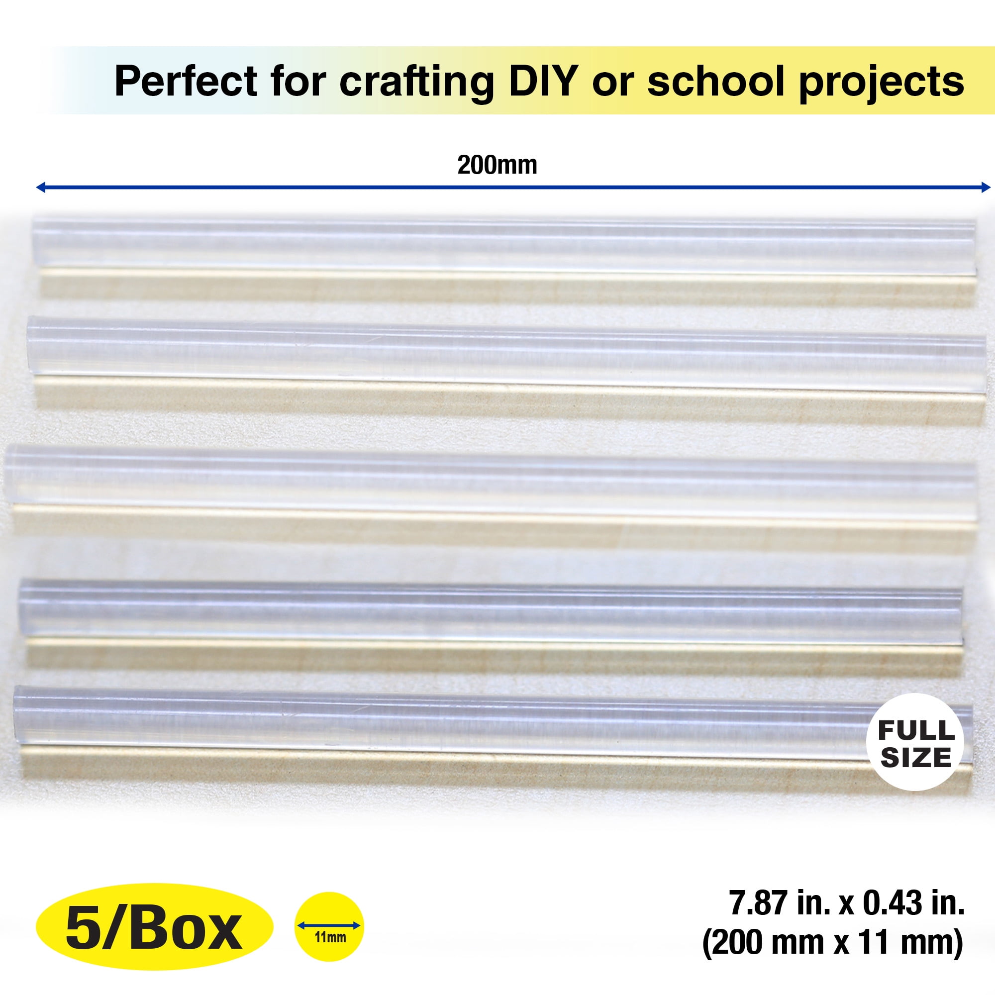BAZIC Hot Melt Glue Sticks Dual Temp Full Size 7.87" x 0.43", All Purpose Industrial Glue Stick (5/Pack), 144-Packs