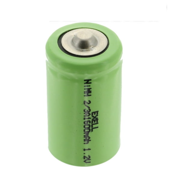 Exell 2/3A 1.2V 1600mAh NIMH Rechargeable Button Top Battery