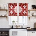 thumbnail image 2 of 2 Panels Kitchen Tier Curtains 39 Inch Length, Red Boho Grommets Window Treatment Curtain, Multicolored Colorful Tainted Pattern Tribal Thermal Curtains Drapes for Living Room/Bathroom, 2 of 9