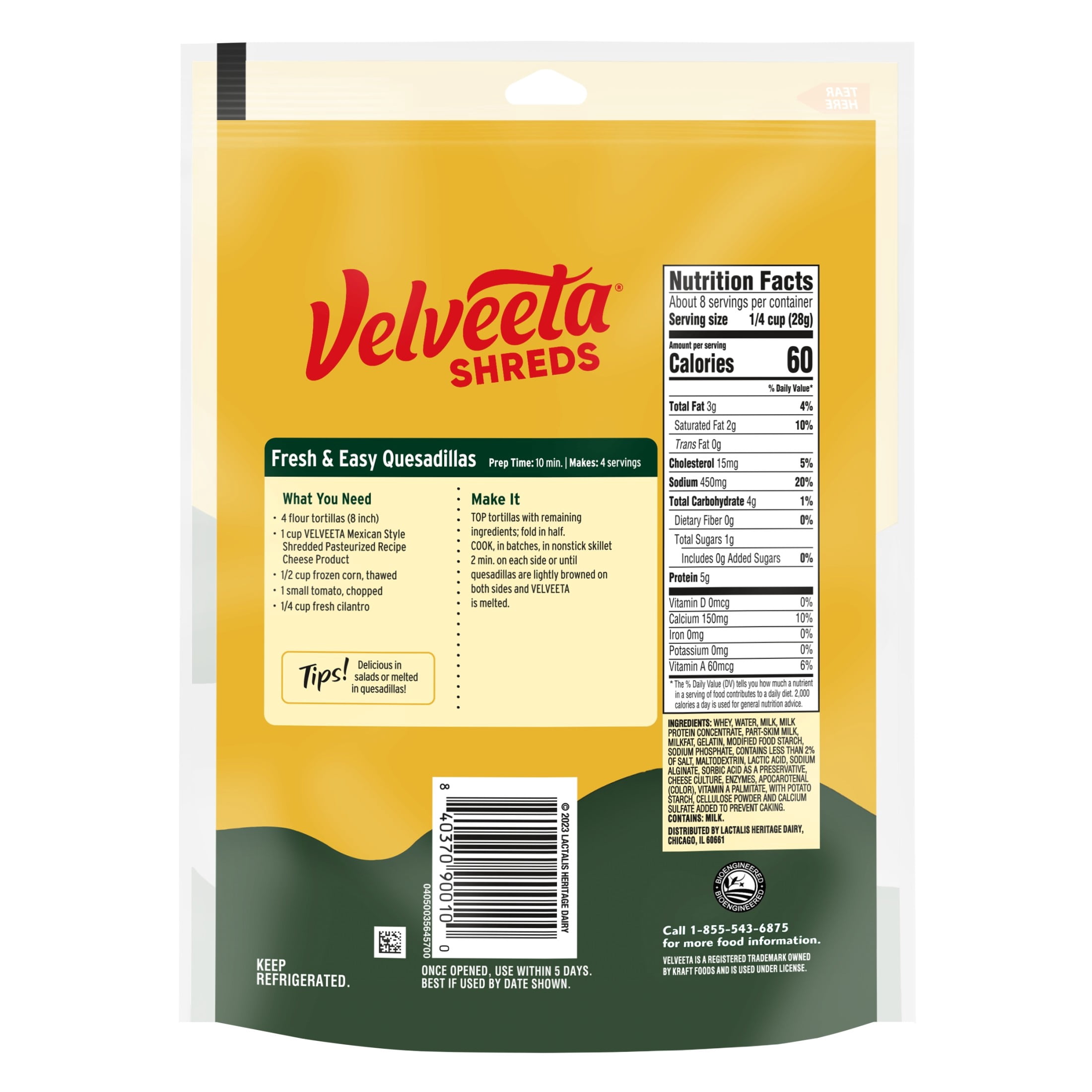Velveeta Shreds Mexican Style Cheddar Blend Shredded Cheese, 8 oz Bag