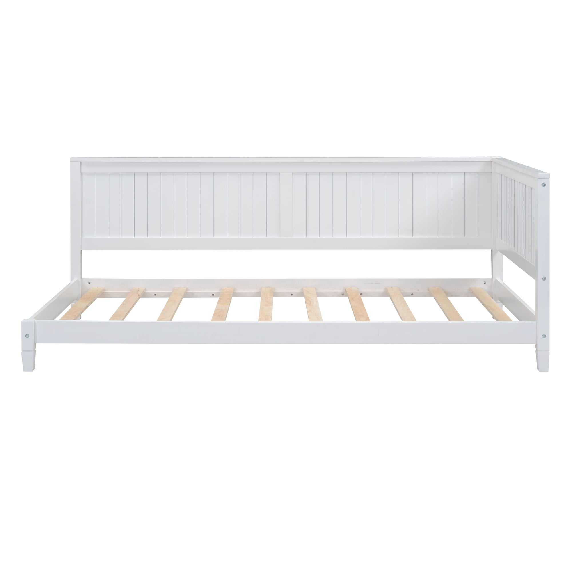 Leumius Modern Plywood Solid Wood MDF Breathable Twin Size Wood Daybed with Headboard White