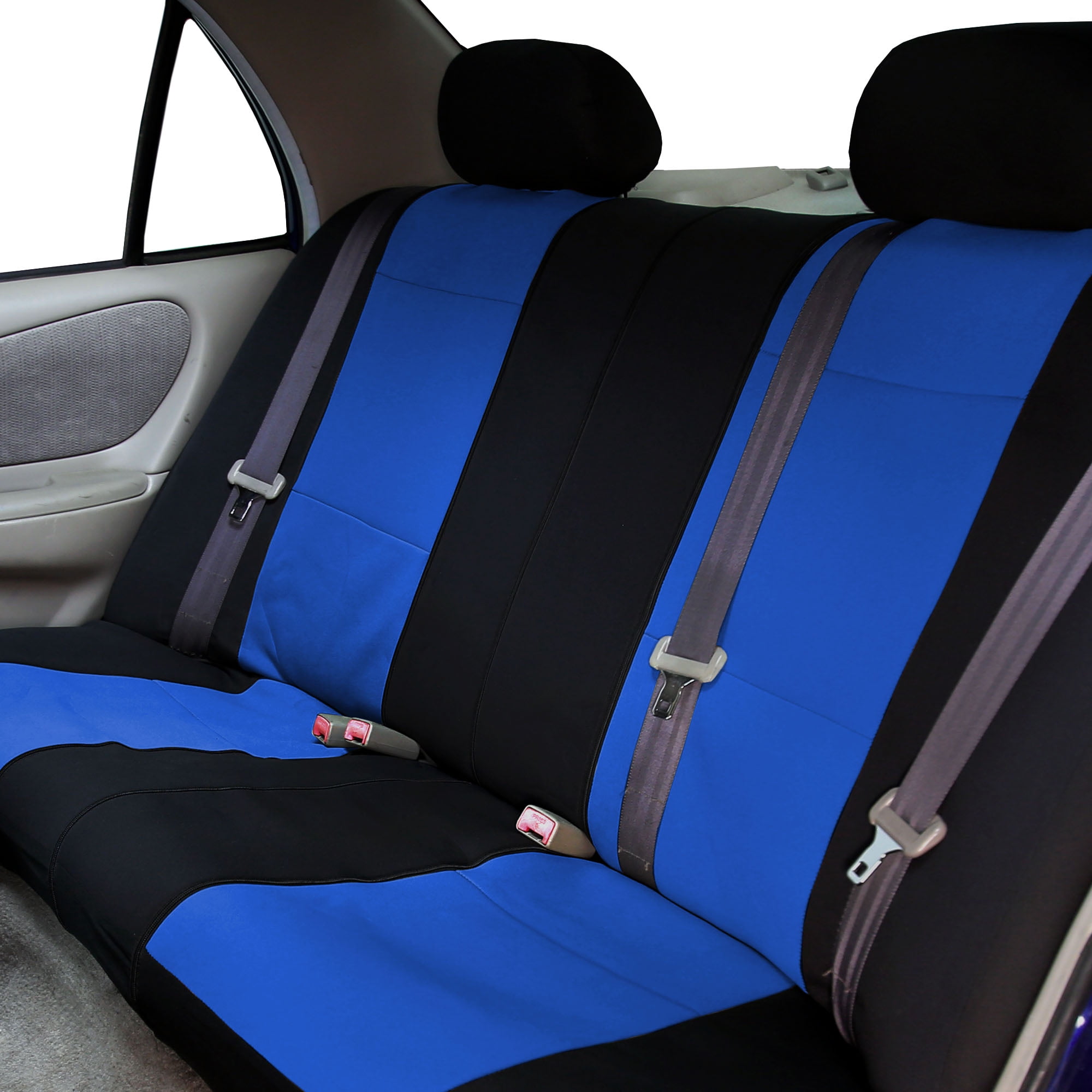 FH Group Neoprene Universal Car Seat Covers Fit For Car Truck SUV Van - Rear Bench Blue