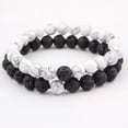 thumbnail image 2 of Nvzi Pulsera de cuentas hecha a mano, adecuada, pulsera de cuentas de piedra volcánica natural (negro + blanco), 2 of 2