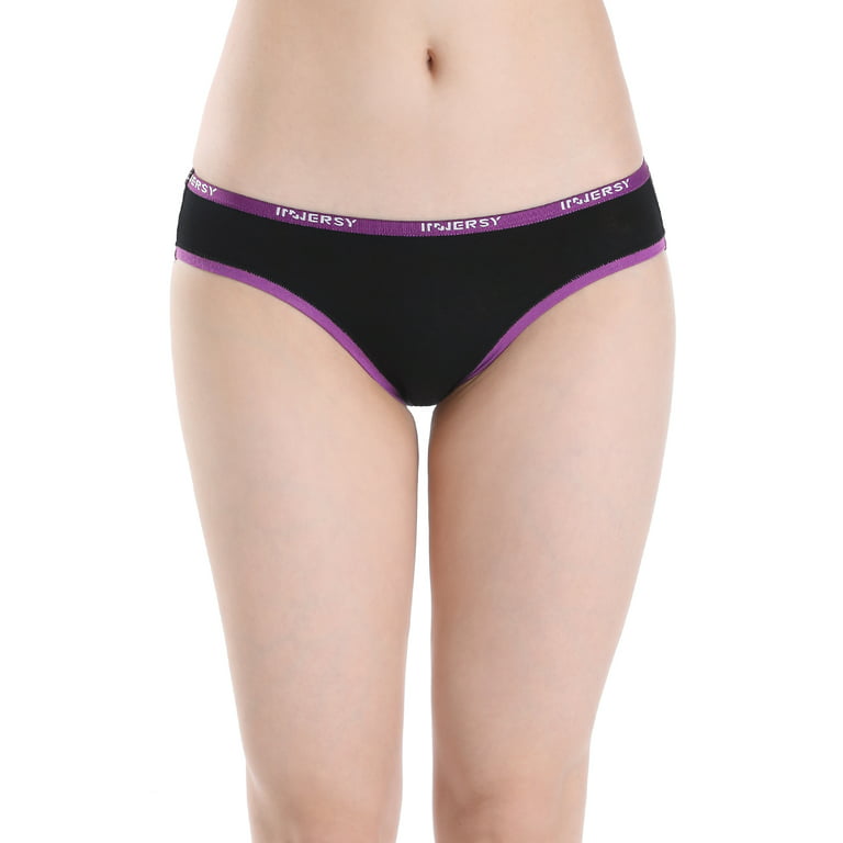 INNERSY Big Girls Bikini Underwear Briefs Cotton Hipster Panties for Teens  5 Pack (L, Black)