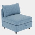 thumbnail image 4 of Modern Loveseat Sofa with Deep Seat & Storage Ottoman,Chenille Chaise Longue Sofa Bed for Small Spaces,Living Room,Bedroom,Antique Blue, 4 of 8