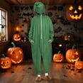 thumbnail image 2 of Moxiu Women Halloween Romper Onesie Half Zip One-piece Jumpsuits Pajamas Funny Halloween Cosplay Costume for Autumn Winter 2025 Army Green,XS, 2 of 9