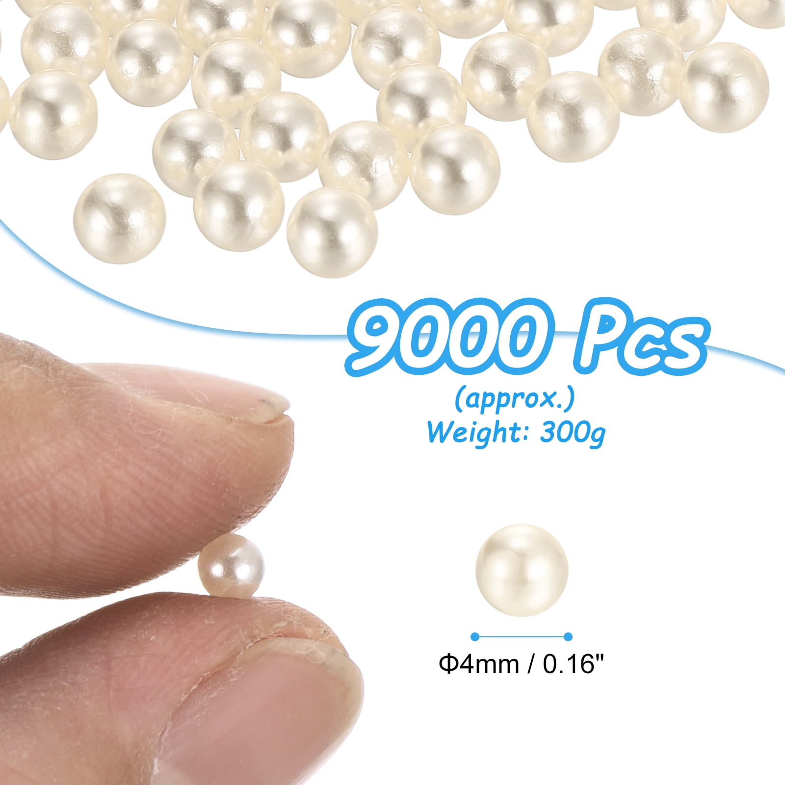 Uxcell 9000pcs 4mm Cream White Pearl Beads ABS Faux Pearls Vase Fillers 300g Ornament Filler for Crafts