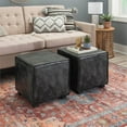 thumbnail image 6 of Linon Merit Leather Upholstered Ottoman in Gray, 6 of 12