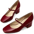 thumbnail image 5 of Women's Chunky Low Block Heels Mary Jane Closed Toe Work Pumps Comfortable Round Toe Dress Wedding Shoes, 5 of 7