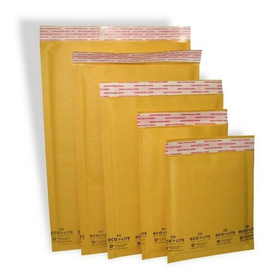 Ecolite #0 #00 #000 #1 #2 #3 #4 #5 #6 #7 Kraft Bubble Mailers Envelopes Bags