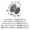 thumbnail image 6 of Amerock Ravino 1-1/4 inch (32mm) Diameter Satin Nickel Cabinet Knob, 10 Pack, 6 of 6