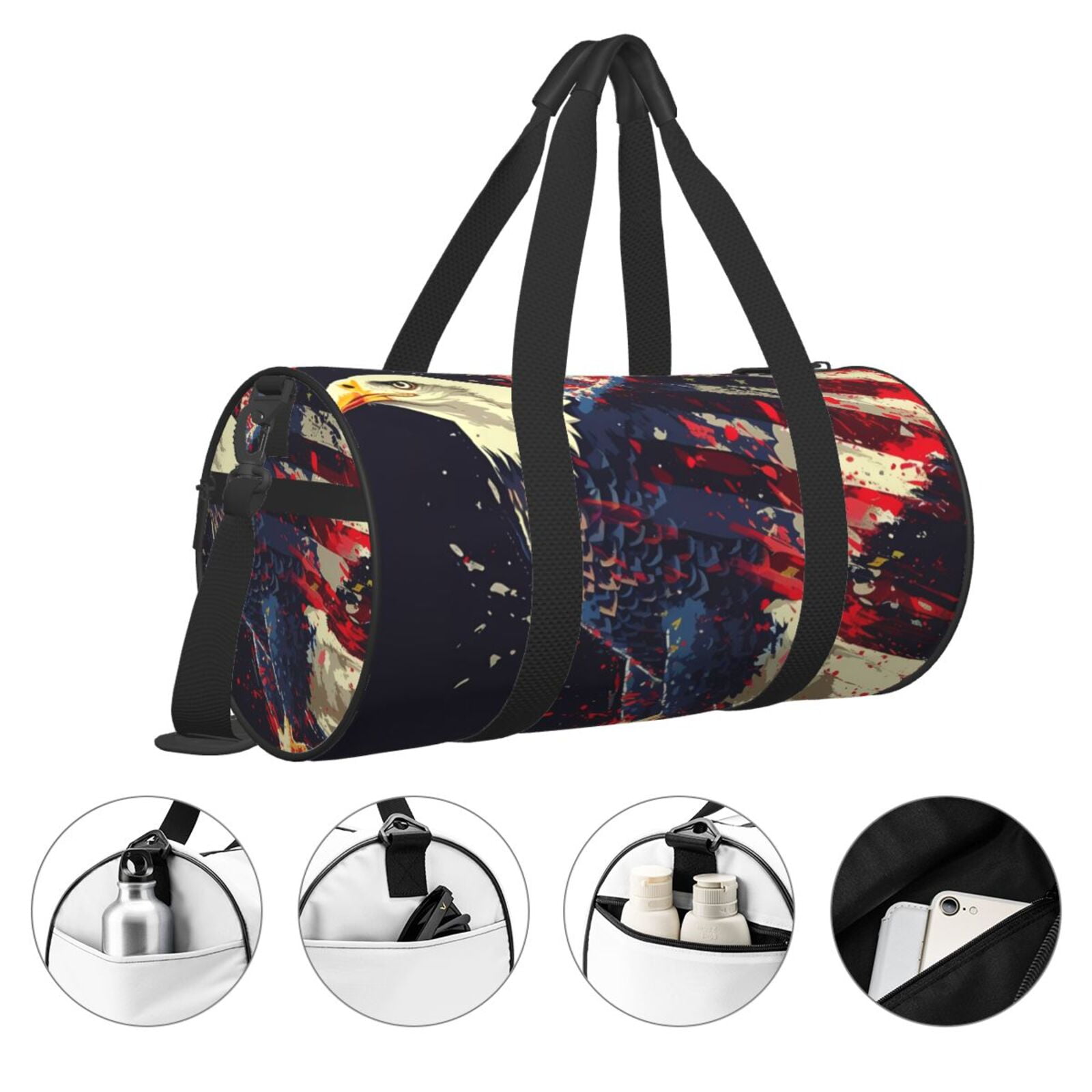 Vsdgher Watercolor Bald Eagle 45L Foldable Duffel Bag, Sports Gym Bag,Overnight Bag, Portable Weekender Bag for Airplanes