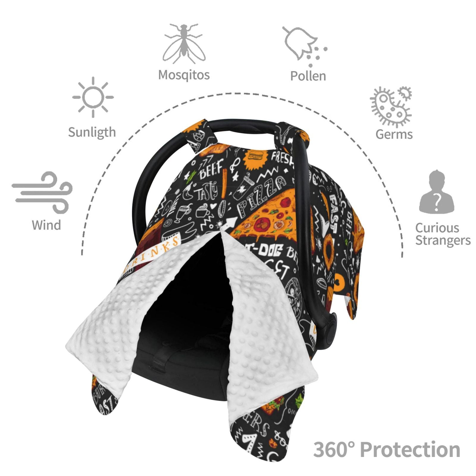 Car Seat Cover Baby - Fastfood 1 Breathable Infant Car Seat Cover for Baby Carseat, Lightweight Comfort Baby Essentials Must Haves Newborn Stuff for Girl Boy