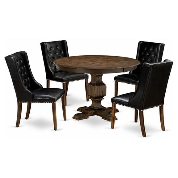 East West Furniture Ferris 5 Pieces Wood Dining Set in Distressed Jacobean/Black