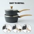 thumbnail image 5 of CS KOCHSYSTEME 1.3QT&2.3QT&2.8QT Black Saucepan Set - Black Marble Nonstick Saucepan Set with Lid, Heating Fast, Easy to Clean, Comfortable Handle, Suitable for All Stovetops Removable Handle, 5 of 5