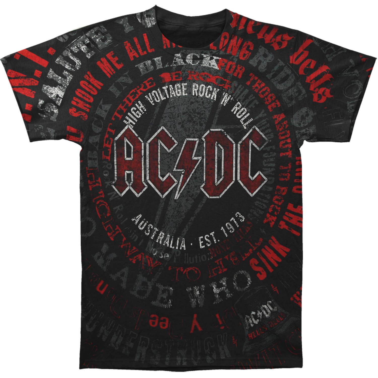 ACDC Hells Highway Live Hells Bells Men T Shirt Crew Neck Long Sleeve Tee Tops