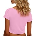 thumbnail image 5 of VSSSJ Crop Tops pour Femmes Manches Courtes Col Rond Extensible Chemise Décontractée Ajustée Solide Confortable Été Basique T-Shirts Courts Or Rose Taille Unique, 5 of 5