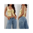 thumbnail image 4 of Yunliwuli Women's Crop Tank Tops Slim Floral Print Square Neck Open Front Tie-Up Backless Sleeveless Shirt for Summer, 4 of 9