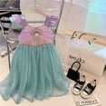 thumbnail image 5 of Disfraz de princesa Ariel de La Sirenita para niñas de Disney, vestido de malla con lentejuelas y mangas voladoras, ropa para fiesta de cumpleaños y carnaval, 5 of 5