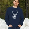 thumbnail image 4 of Deer Portrait Sweatshirt Monochrome Buck Head Nature Whitetail Wildlife Antlers Forest Rustic Hunt Trophy Crewneck, 4 of 7