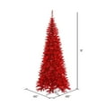 thumbnail image 2 of Vickerman 9' Tinsel Red Fir Slim Artificial Christmas Tree, Red  Dura-lit LED Lights, 2 of 2