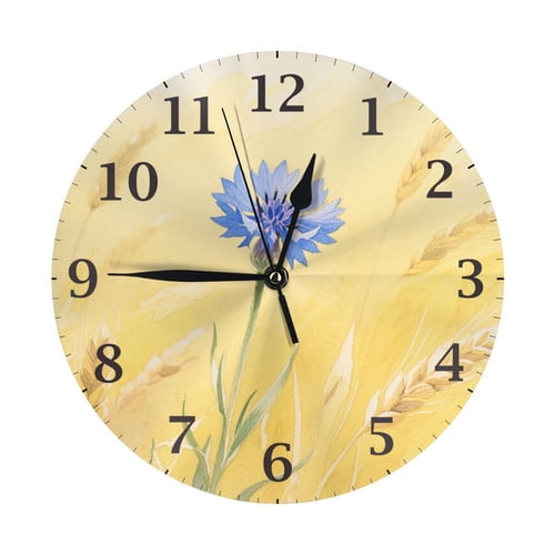 Zhmjortal Flower Pattern 10 Inch Wall Clock Silent Non Ticking Round Clock Battery Operated Clock Farmhouse Wall Clock for Living Room Kitchen Bedroom Office Decoration