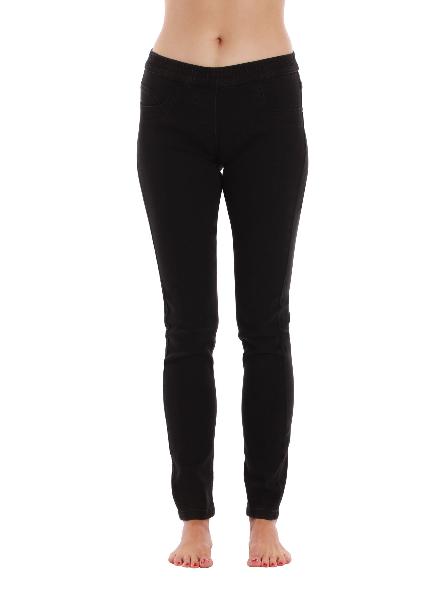 Just Love Solid Jeggings for Women (Black Stretch, Large)