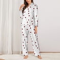 thumbnail image 2 of Disketp Ladybugs Flying On Dotted Route Pajamas Set Long Sleeve Sleepwear Womens Button Down Nightwear Pj Sets-{designName}-XX-Large, 2 of 7